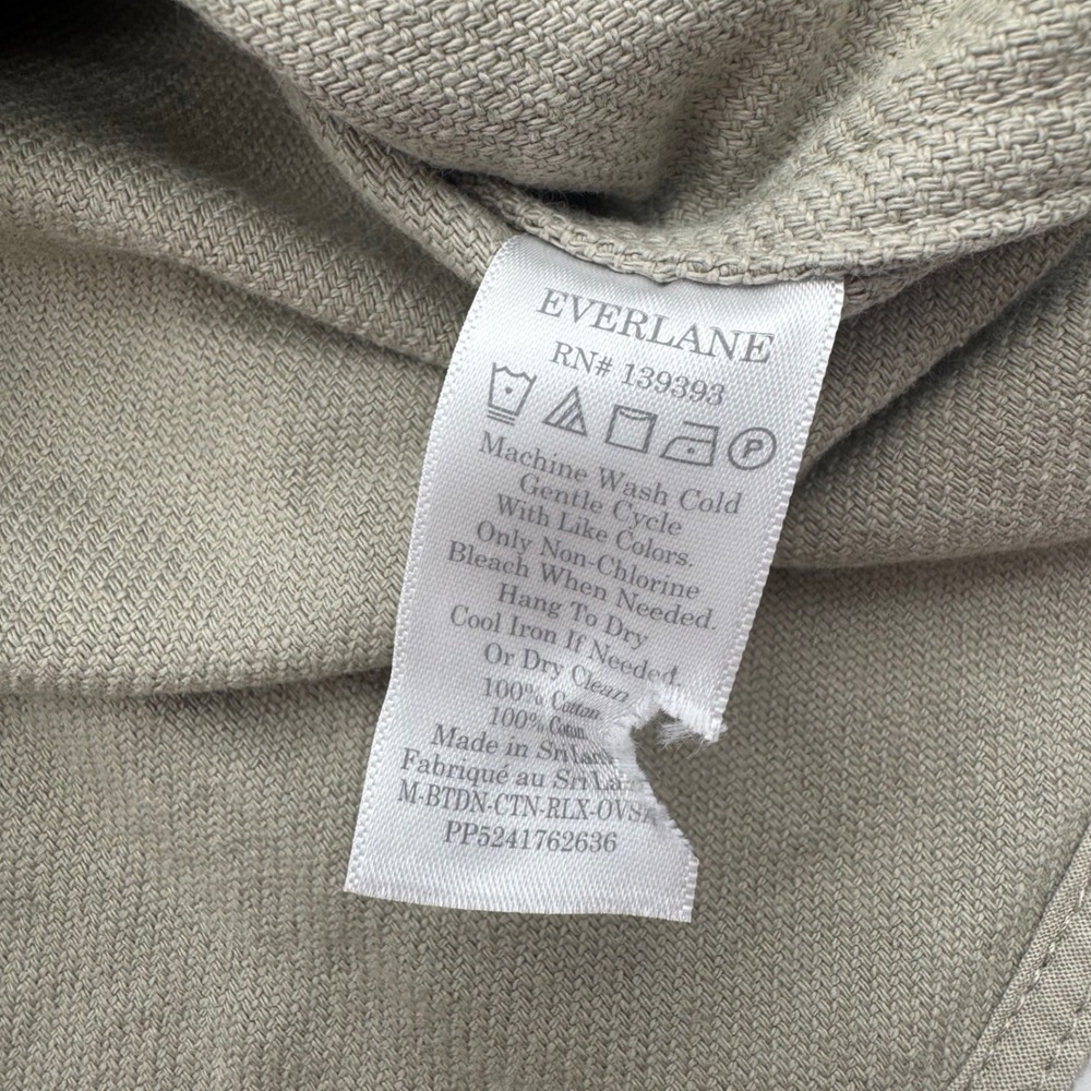 Everlane Mens Heavyweight Relaxed Flannel Shacket Khaki Cotton Twill Small - Picture 5 of 7